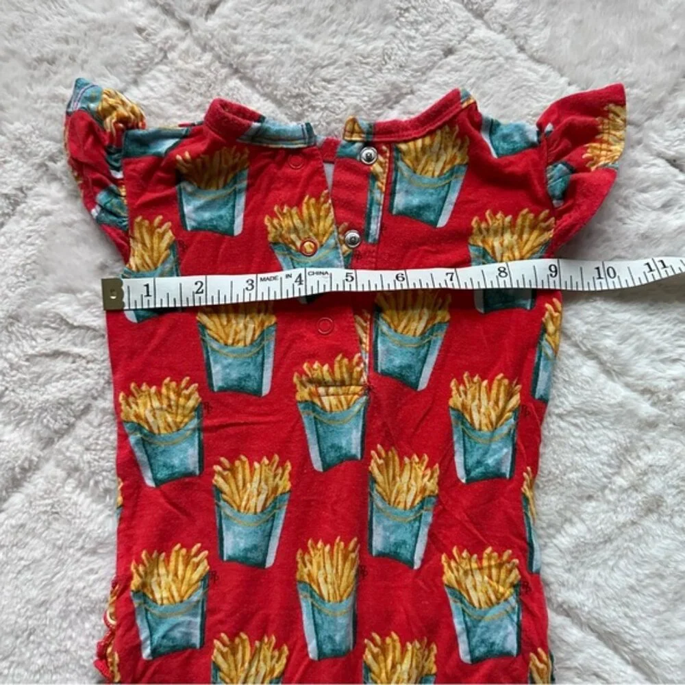 Posh Peanut | “Time Fries” Red Ruffle Butt Shorts Romper | Size 6-9 Months